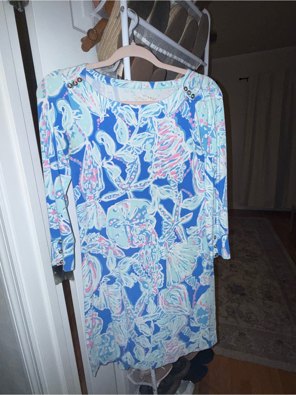 Lilly Pulitzer 3/4 sleeve shift dress with buttons